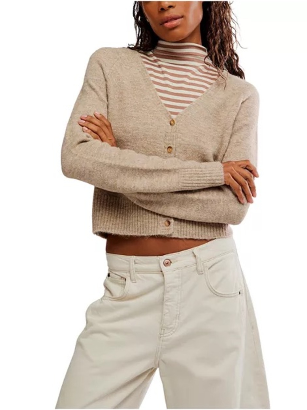 Free People School Girl Cropped Cardigan Sweater